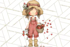 Farm Girl Valentine Clipart Pastel Country Watercolor PNG Product Image 2