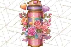 Pink Gold Valentine Clipart PNG, Sweetheart Coffee Cup Product Image 4