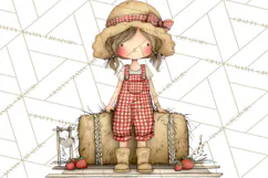Farm Girl Valentine Clipart Pastel Country Watercolor PNG Product Image 3