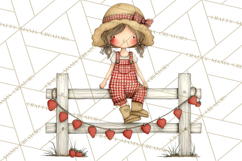 Farm Girl Valentine Clipart Pastel Country Watercolor PNG Product Image 4