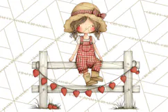 Farm Girl Valentine Clipart Pastel Country Watercolor PNG Product Image 4