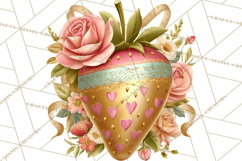 Pink Gold Valentine Clipart PNG, Sweetheart Coffee Cup Product Image 4