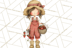 Farm Girl Valentine Clipart Pastel Country Watercolor PNG Product Image 5