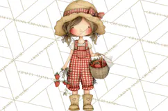 Farm Girl Valentine Clipart Pastel Country Watercolor PNG Product Image 5
