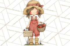 Farm Girl Valentine Clipart Pastel Country Watercolor PNG Product Image 2