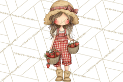 Farm Girl Valentine Clipart Pastel Country Watercolor PNG Product Image 3