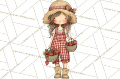 Farm Girl Valentine Clipart Pastel Country Watercolor PNG Product Image 3
