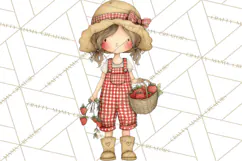 Farm Girl Valentine Clipart Pastel Country Watercolor PNG Product Image 4