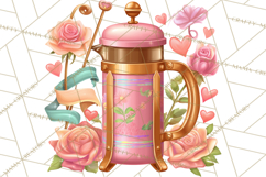 Pink Gold Valentine Clipart PNG, Sweetheart Coffee Cup Product Image 4