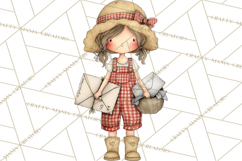 Farm Girl Valentine Clipart Pastel Country Watercolor PNG Product Image 2