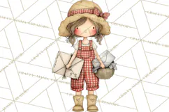 Farm Girl Valentine Clipart Pastel Country Watercolor PNG Product Image 2