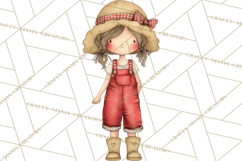 Farm Girl Valentine Clipart Pastel Country Watercolor PNG Product Image 3