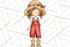 Farm Girl Valentine Clipart Pastel Country Watercolor PNG Product Image 3
