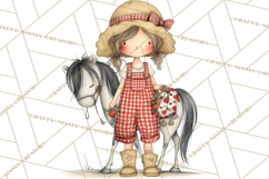 Farm Girl Valentine Clipart Pastel Country Watercolor PNG Product Image 4