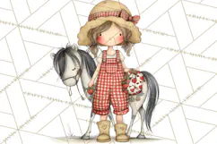Farm Girl Valentine Clipart Pastel Country Watercolor PNG Product Image 4