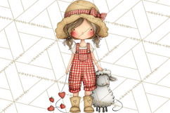Farm Girl Valentine Clipart Pastel Country Watercolor PNG Product Image 2