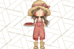 Farm Girl Valentine Clipart Pastel Country Watercolor PNG Product Image 3