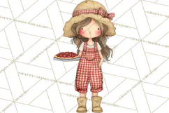 Farm Girl Valentine Clipart Pastel Country Watercolor PNG Product Image 3