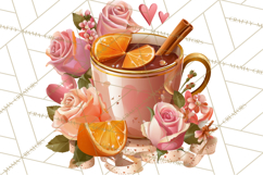 Pink Gold Valentine Clipart PNG, Sweetheart Coffee Cup Product Image 3