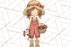 Farm Girl Valentine Clipart Pastel Country Watercolor PNG Product Image 4