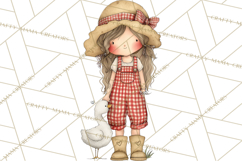 Farm Girl Valentine Clipart Pastel Country Watercolor PNG Product Image 5