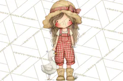 Farm Girl Valentine Clipart Pastel Country Watercolor PNG Product Image 5
