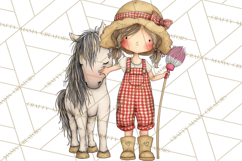 Farm Girl Valentine Clipart Pastel Country Watercolor PNG Product Image 2