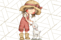 Farm Girl Valentine Clipart Pastel Country Watercolor PNG Product Image 3