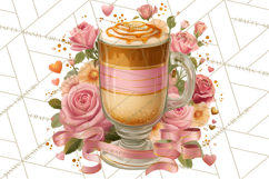 Pink Gold Valentine Clipart PNG, Sweetheart Coffee Cup Product Image 4