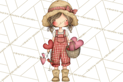 Farm Girl Valentine Clipart Pastel Country Watercolor PNG Product Image 4