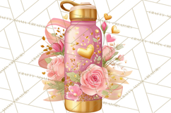 Pink Gold Valentine Clipart PNG, Sweetheart Coffee Cup Product Image 2