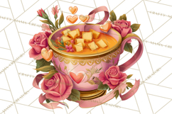 Pink Gold Valentine Clipart PNG, Sweetheart Coffee Cup Product Image 3
