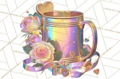 Pink Gold Valentine Clipart PNG, Sweetheart Coffee Cup Product Image 4