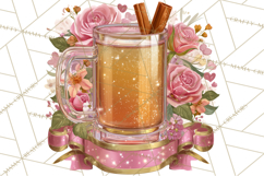 Pink Gold Valentine Clipart PNG, Sweetheart Coffee Cup Product Image 5