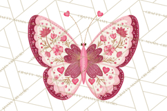 Folk Art Valentine Butterflies Red Pink Heart Wings Clipart Product Image 4