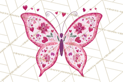 Folk Art Valentine Butterflies Red Pink Heart Wings Clipart Product Image 5