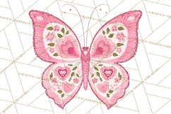 Folk Art Valentine Butterflies Red Pink Heart Wings Clipart Product Image 3