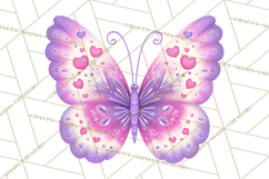 Folk Art Valentine Butterflies Red Pink Heart Wings Clipart Product Image 3