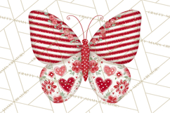 Folk Art Valentine Butterflies Red Pink Heart Wings Clipart Product Image 3