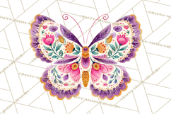 Folk Art Valentine Butterflies Red Pink Heart Wings Clipart Product Image 2