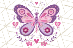 Folk Art Valentine Butterflies Red Pink Heart Wings Clipart Product Image 3