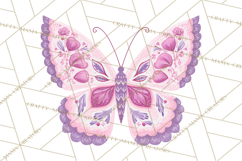 Folk Art Valentine Butterflies Red Pink Heart Wings Clipart Product Image 5