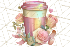 Pink Gold Valentine Clipart PNG, Sweetheart Coffee Cup Product Image 2