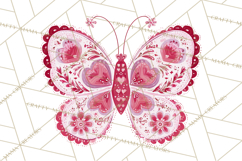 Folk Art Valentine Butterflies Red Pink Heart Wings Clipart Product Image 4