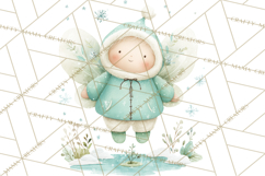 Chubby Winter Fairy PNG, Miniature Watercolor Winter Fairies Product Image 5