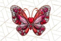 Gemstone Valentine Butterflies Red Pink Jewel Wings Clipart Product Image 4