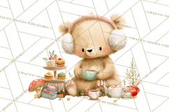 Winter Tea Party Animals PNG, Woodland Cozy Clipart Product Image 5