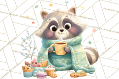 Winter Tea Party Animals PNG, Woodland Cozy Clipart Product Image 2