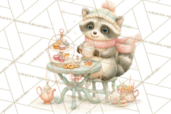Winter Tea Party Animals PNG, Woodland Cozy Clipart Product Image 3