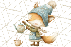 Winter Tea Party Animals PNG, Woodland Cozy Clipart Product Image 2